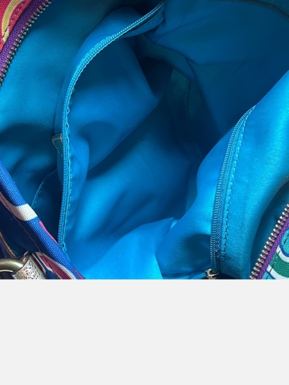Coach Multicolor Signature Print Tote with Metallic Straps - Picture 8 of 10